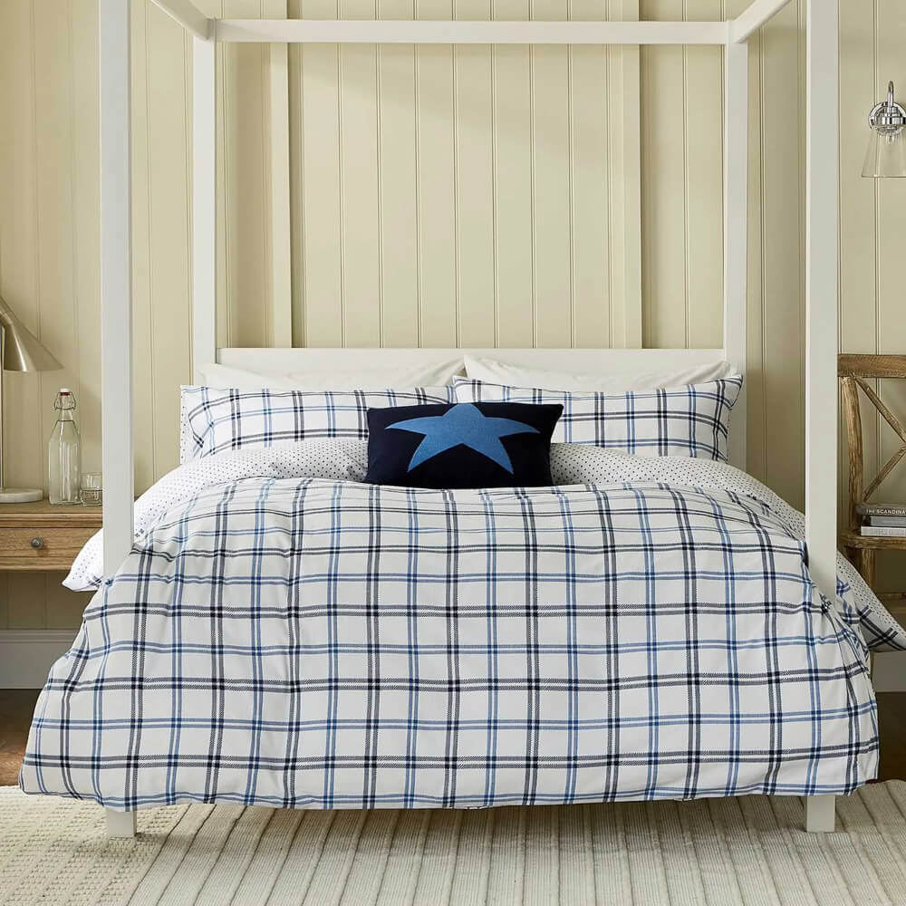 Helena Springfield Long Island Cobalt Blue & Navy Hunters Check Duvet Cover Set